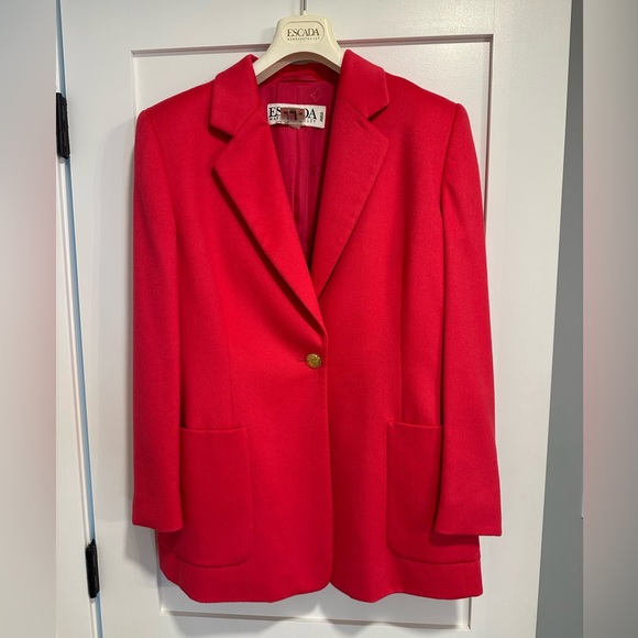Escada Margaretha Ley Pink, Wool, One Button Suit Coat, Blazer, Size 42